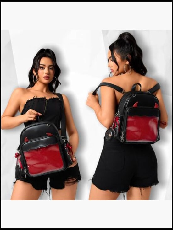 Gothic Ita Backpack with Pin Display Window and 3 Inserts Versatile Crossbody main image 6